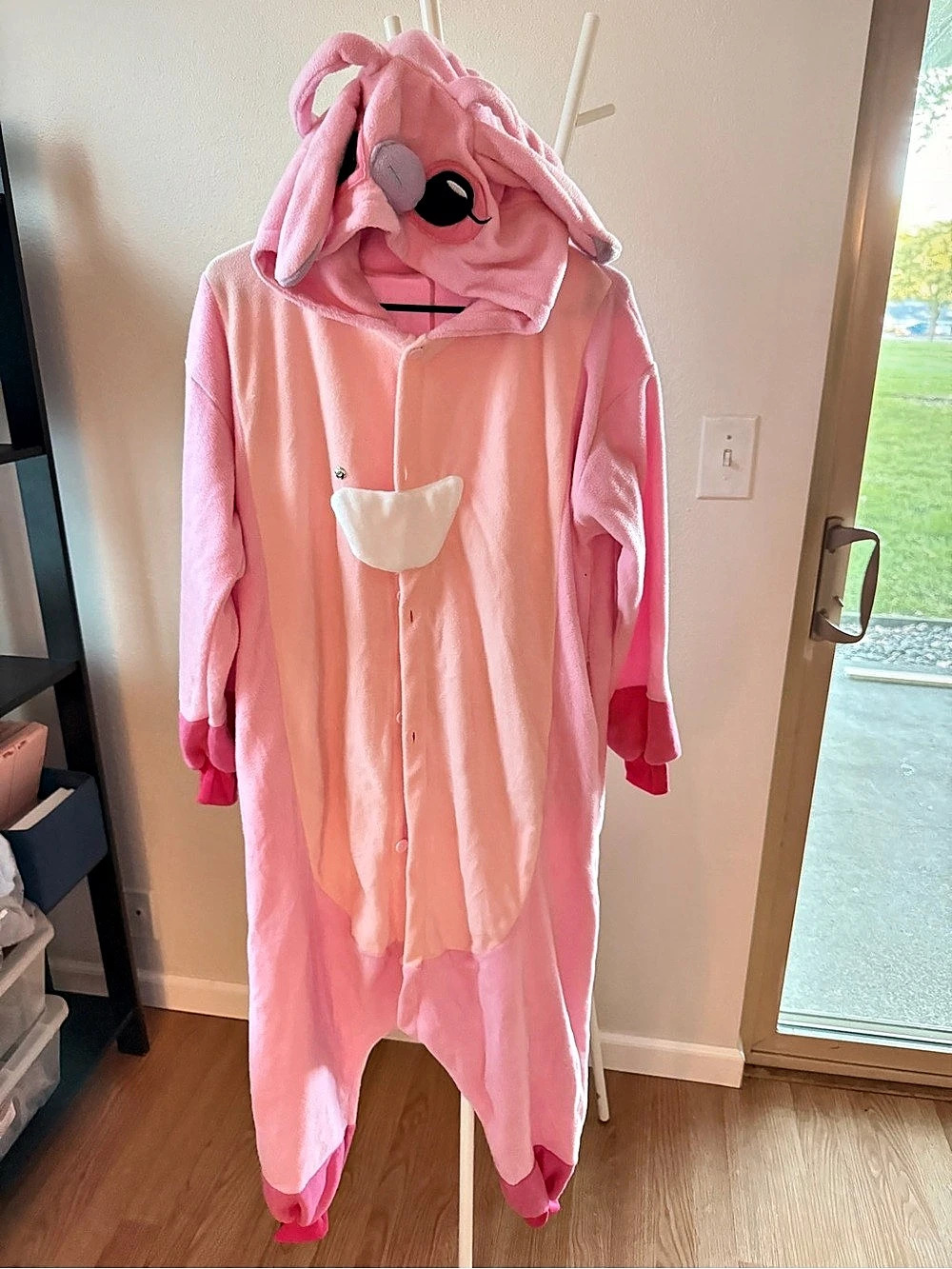 NEW Angel Pink Stitch Hooded Onesie – Cozy Pajamas / Halloween Costume